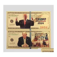 Party Favor Trump 2024 Gold Foil Color Printing Banknote Party Favor U.S. Presidential Campaign Collection Dollar Commemorative Vouc Dhunu