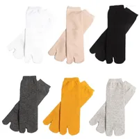 Women Socks Men Flip Flop Slipper Cotton Crew Split 2 Toe Japanese Kimono Sandal Tabi Ninja Geta Simple Solid Color Mid