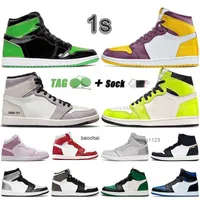 2023 Jumpman 1s high Visionaire 1 Sneakers Mens Basketball Shoes Patent Green Sports Illustrated Brotherhood Chenille Element Light Bone JORDON