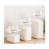 Liquid Soap Dispenser Mti Use Laundry Powder Detergent Dispenser Food Grains Rice Storage Container Pour Spout Measuring Cup Box 842 Dh4Dq