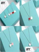 Hanger kettingen hanger kettingen klassiek dubbel hart liefde ketting ontwerpmerk sleutelbeen roodblauw roze voor vrouwen sieraden cadeau 650502020