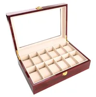 Box Vintage Home Gifts Case Jewelry Storage Organizer Counters Solid Watch Box Wooden Glass NonSlip Display Stand With Lock9385253