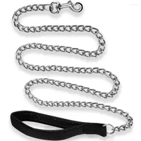 Dog Collars 1.8M Pet Iron Leash Chain With Padded Handle Wear-resistant Chew-Proof Traction Rope For Small Medium Large
