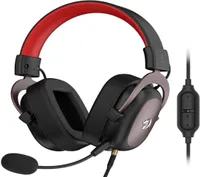 Redragon H510 Zeus Wired Play Headset 71サラウンドサウンドフォーム耳枕メモリPCPS4およびXbox One6607687用の取り外し可能なマイク付きマイク