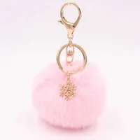 Keys Pom Snow Ry Ball Faux Fur Porte Clef Pom-pom de FourRure Fluffy Bag Charms Kaninchen Keychain Keyring