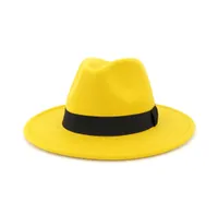 2021 Trend Unisex Wool Felt Jazz Fedora Hats Casual Men Women Ribbon Band Wide Brim cowboy Hat Panama Trilby Formal Party Cap3913128