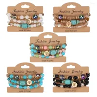 Strand Bohemian Tree Of Life Personality Delicate Multilayer Bracelet Fashion Glass Bead Turquoise