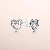 Heart Swirl Stud Earrings Authentic 925 Sterling Silver CZ Diamond Women Earring Original Box for Pandora Hearts Fashion earrings5643792