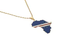 Zincirler Altın Renk Paslanmaz Çelik Emaye Afrika Cabo Verde Harita bayrak kolyeler kolyeler mücevher hediyesi9287290