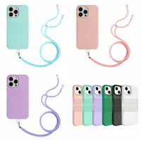 Fashion Wheat Straw Phone Cases For iPhone 14 Pro Max 13 12 Mini 11 Environmental Luxury Soft TPU Biodegradable Eco-friendly Mobile Cover Neck Shoulder Strap Chain