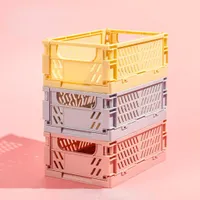 プラスチック折りたたみ式ストレージクレート折りたたみ箱バスケットスタック可能なかわいいメイクアップジュエリーおもちゃ箱箱用主催者ポータブル用