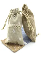 Mix Style 8x12cm Cotton Linen Condring Bage Bag Bag Jewelry Candy Christmaswedding Gift Fags NE8146765719