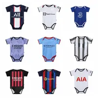 22-23 Baby Rompers Soccer Jerseys Jersey Shirts Bodysuit 셔츠 야외 의류 유니폼 6-18 개월 아이 세트 어린이 정장 의류 소년 소녀 2022 2023 점프 슈트