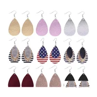 Dangle Chandelier American Flag Earrings For Women Leather Dangle Earring Girls Cute Teardrop National Flags 4Th Of Jy C3 Drop Del Dho28