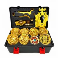 Los juguetes de arena de ráfaga superior giratoria se ajustan a Beylade dorado con lanzador y caja de almacenamiento Bayblade Bable Drain Fafnir Phoenix 221205