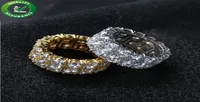 Hip Hop lodowany pierścień mikro preporał CZ Stone Tennis Ring Men Men Men Charm Charm Luksusowa biżuteria Crystal cyrkon Diamentowy złoto Srebrny Środa 3064023