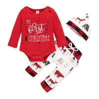 Clothing Sets Citgeett Autumn Christmas 3Pcs Infant Baby Girls Long Sleeve TShirts Tops Animals Pants Hats Clothes Outfit Holiday 221205