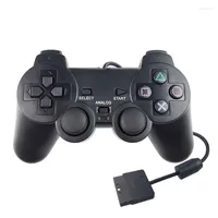 Controladores de juego Controlador Wired GamePad Doble vibración Clear Joypad para 2 PS2 Gamepads Accesorio