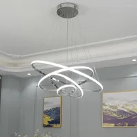 Kronleuchter verchromte moderne LED -Kronleuchter für Esszimmer Wohnzimmer Dekoration Lampadario Moderno Glanz Ringe