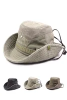 Spring Summer Men Women Roll Brim Cotton Bucket Hats Embroidery Letter Mesh Fishing Hat Outdoor Sunhat with Windproof Rope8729956