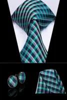 HITIE New Arrving Ties Plaid Tie Hanky Cufflinks Set New Classic Design Silk Gravatas Mens Necktie on N30508092257