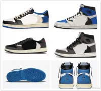 Authentic Jumpman Travis x Fragment Basketball Chaussures 1 High Og Ts Sp Men Low Shoe Military Blue 1s Sail Black Shy Rink Femmes extérieures Sneakers 36-44