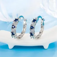 Hoop Earrings Fashion Classic Simple Creative Colorful Zircon For Women Trend Luxury Blue Cz Wedding Birthday Party Jewelry Gifts