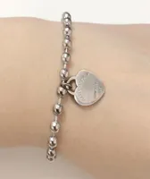 logo luxury Bracelets Strands Stainless Steel Round Heart Beaded Chains Bracelet on Hand Couple Fashion Jewelry Whole Gifts fo7818959