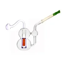 Hookah Recycler Oil Burner Bong Small Glass Bongs Mini Bubbler Ash Catcher Bong Smoking Water Pipes with Oil Pot and Hose Wholesale