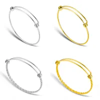 Bangle 20pcs lot 316 Stainless Steel DIY Charm 50 65mm Jewelry Finding Expandable Adjustable Wire s Bracelet Wholesale 221206