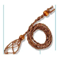 Pendant Necklaces Pendant Necklaces Ecofriendly 100 Linen Cord Bead Necklace Interchangable Rame Crystal Pouch Net C3 Drop Deliv Dhs Ot9Ws