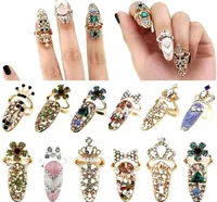 Fashion Rignestone mignon bowknot couronne cristal ouverte ouverte doigt les anneaux féminins personnalité fausses nail art joelry de beauté sh1008171