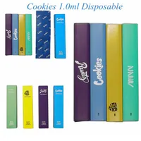 1.0ml Cookies Disposable Vape Pen Empty Vaporizer Devices 280mah Rechargeable Battery Mylar Bag Cartridge Box Packaging Blue Kits