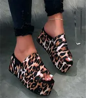 2020 Summer Woman Slippers Women Platform Leopard Slides Female HighHeeled Flat NonSlip Beach Waterproof Shoes Plus Size3523588