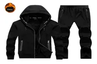 2019 Plus Size 9XL Jogging Suits Men Running Set Fleece Warm Sportswear Running Jacket Tracksuit Sport Suits Gym Workout Clothes3923688