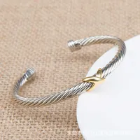 Bröllop kärlek armband designer armband lyxiga smycken kvinnor armband modetillbehör 18k guldpläterad 5mm kabelkors x öppning