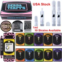 USA Stock Derb and Terpys Atomizers Pink Vape Cartridges Packaging 1ml 1 Gram Empty Full Ceramic Carts Thick Oil Vaporizer E Cigarettes 510 Thread Lead Free 10 Strains