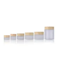 Packing Bottles Frosted Glass Jar Cream Bottles Round Cosmetic Jars Hand Face Packing 5G 10G 15G 30G 50G 100G With Wood Grain Er 259 Dh9Db