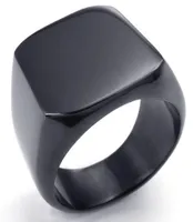 Fashion Mens Stainless Steel Biker High Polished Ring Signet GoldBlack Two Color To Choose R343402752