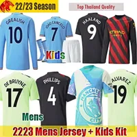 22 23 Haaland Soccer Jerseys Man Citys Esports de Bruyne 2022 Grealish Mahrez Foden Gundogan Manchesters Football Shirt Mens Long Mancheve Jersey Kids Kit 1206