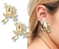Stud Tribal Fairytale Big Detailled Frog Animal Toad Art Deco Ear Studs Gold Earrings Plug Jewelry Fancy Dress Costume Gothic13531509