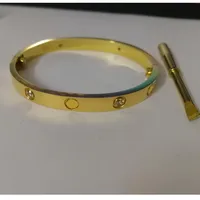 316L Titanium steel Luxury Love screw Bangles brand with cz stone screwdriver bracelets for women men bracelets with original 240y