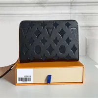 Designers zippy mens wallet Luxury Evening Bags Coin Purse Embossed Zipper Clutch Wallets purses With Box Dust Bag225V