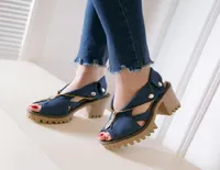 Sandals Womens Denim Jeans Vcollar Zipper Block Heel Cut Out Peep Toe Summer Slingback Shoes Cowboy Plus Size 20215783429