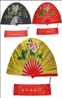 New 13quot Martial Arts Kung Fu Tai Chi Bamboo Wood Fan Hand Wushu Peony Pratice Training Stage Performance with Dragon8380617