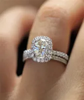 Huitan 2PC Bridal Ring with Round Brilliant Cubic Zircon Prong Setting Anniversary Engagement Wedding Rings for Women Size 5127989499