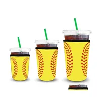 Drinkware Handle Drinkware Handle Custom Softball Pattern Iced Coffee Cup Sleeves Antidirty Insation Cold Kee Reusable And Colds Dri Dhr1C