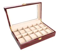 Box Vintage Home Gifts Case Jewelry Storage Organizer Counters Solid Watch Box Wooden Glass NonSlip Display Stand With Lock6477570