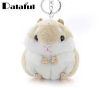 Dalaful Mini Hamster Keyrings Keychains Faux Rabbit Fur Pompom Fluffy Trinkets Car Handbag Pendant Key Chains Ring Holder K3565894019