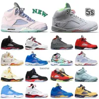 2023 Hotsaling Mens Big Size 12 13 Basketball Shoes Authentic Jumpman 5 5s Vintage Easter Hare Heltem Island Green Bred Black Cate Unc Bued Red JORDON